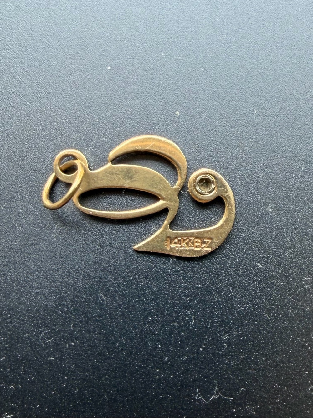 Gold Initial 'G' Pendant Charm with Clear Stone Accent - Picture 2 of 3